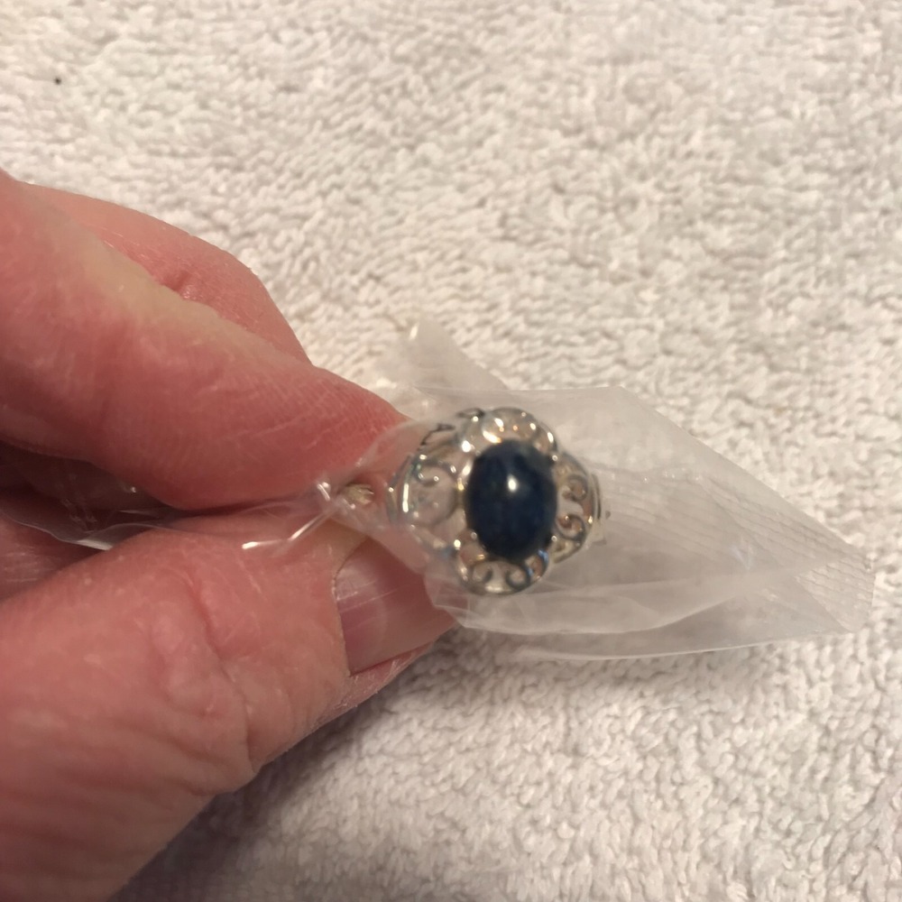 Avon Sterling Silver Open Work Lapis Ring‎ Size 9